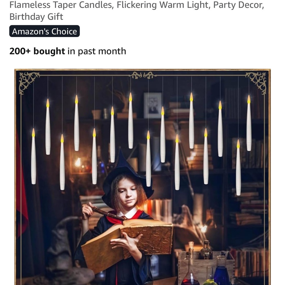 Harry Potter style Floating Taper Candles with Flickering Warm Light